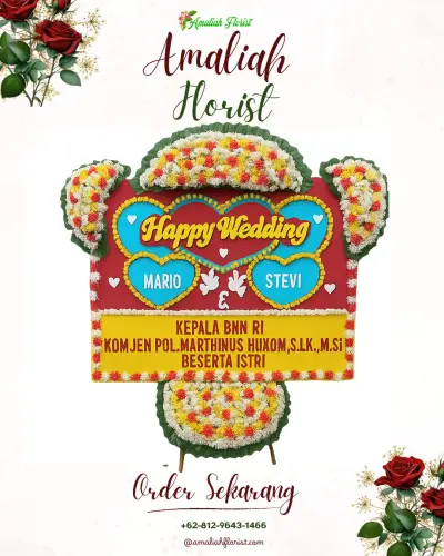 Karangan Papan Bunga Pernikahan di Sambimaya